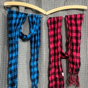 Blue and pink Buffalo Checkered Scarves